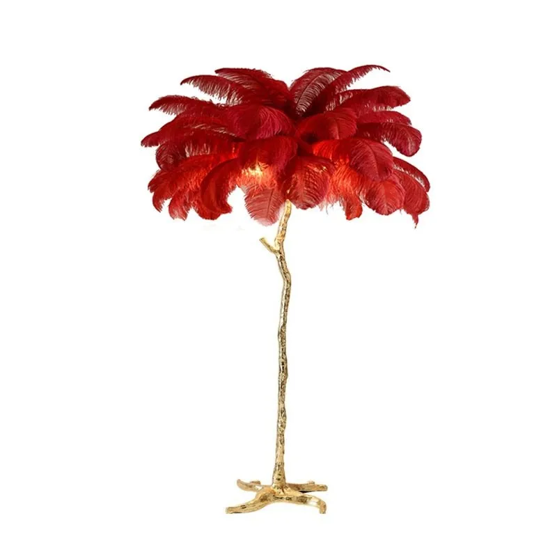 Modern LED Floor Lamp with Ostrich Feather Design