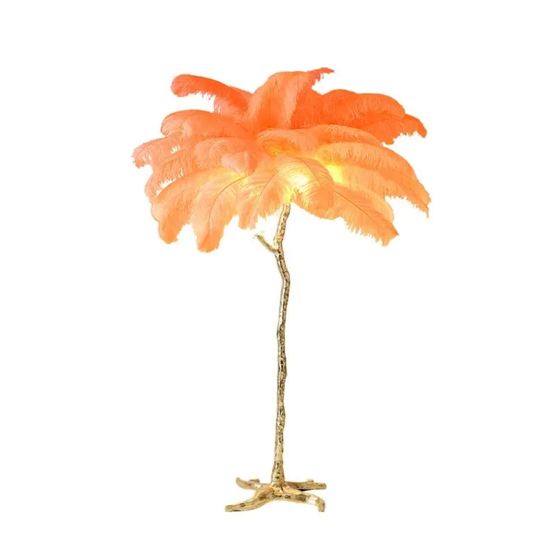 Modern LED Floor Lamp with Ostrich Feather Design