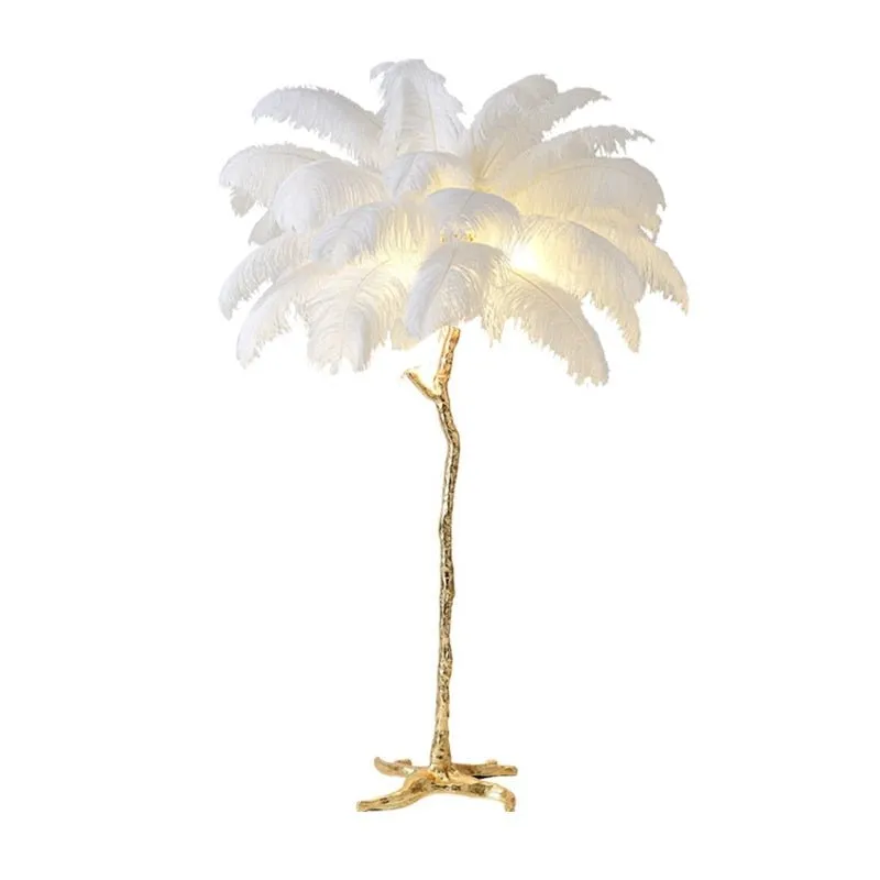 Modern LED Floor Lamp with Ostrich Feather Design