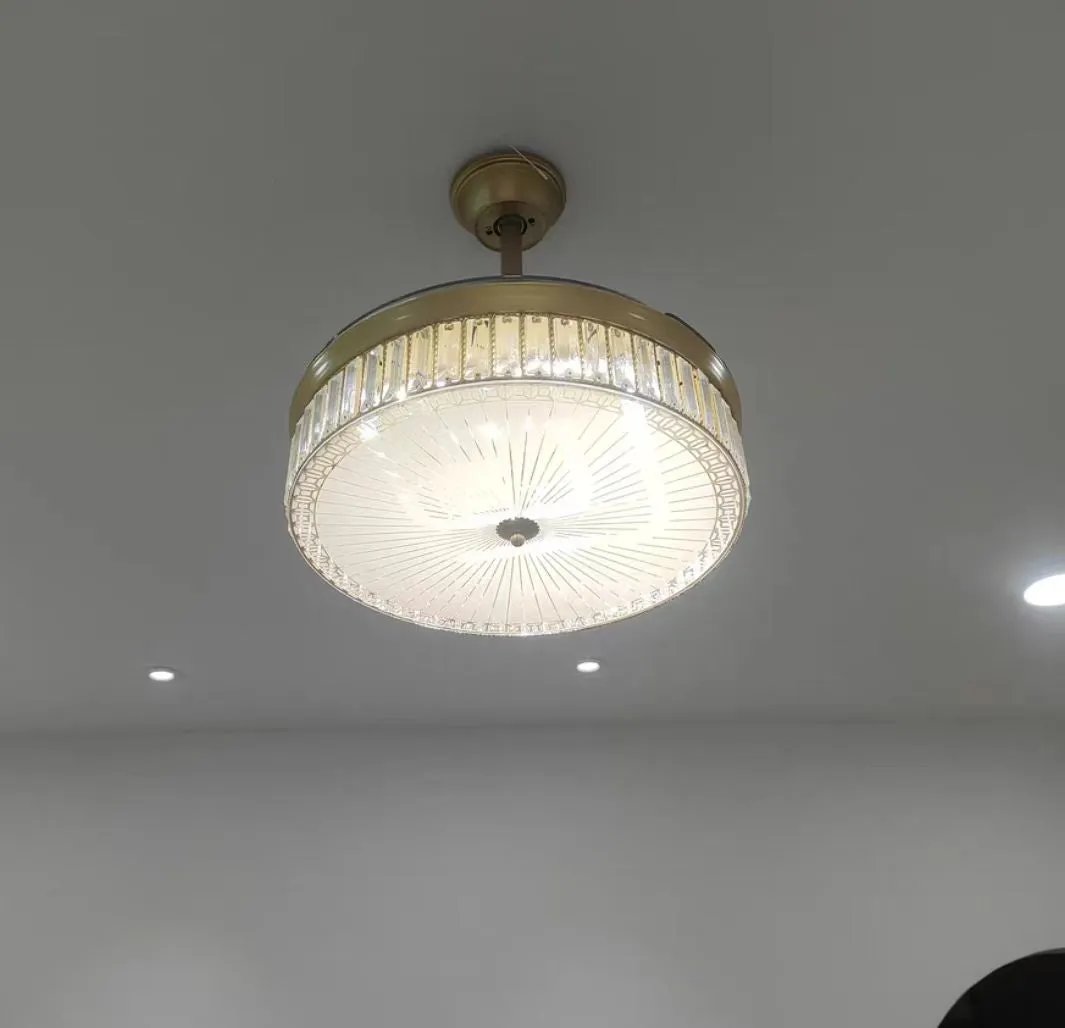 Modern Light Luxury Crystal Ceiling Fan Light Invisible Fan Light for Living/Dining Room