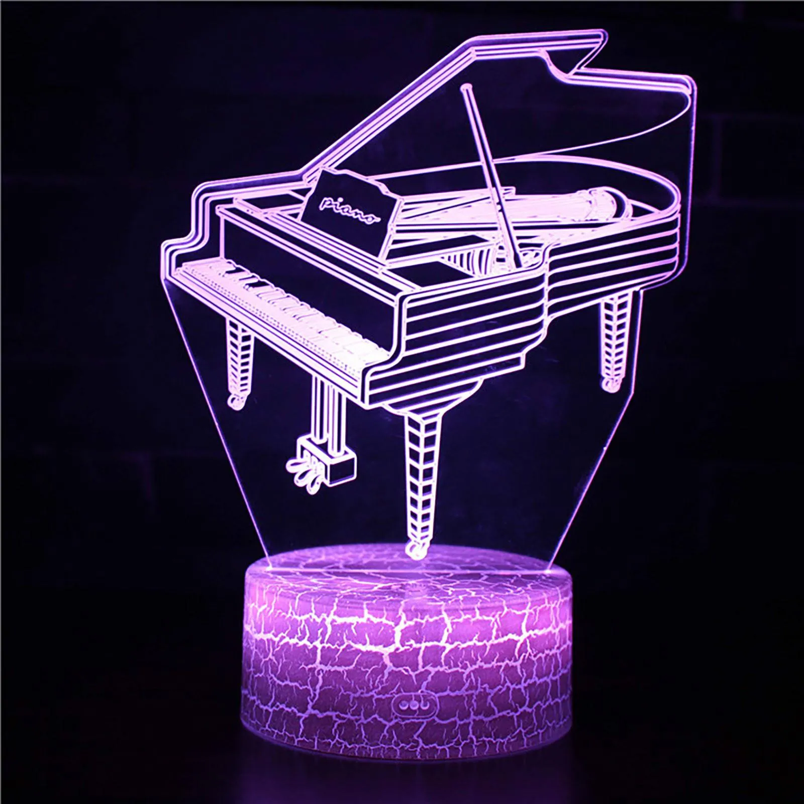 Musical Instrument 3D Night Light LED Colorful 16-Color Remote Control Desk Lamp