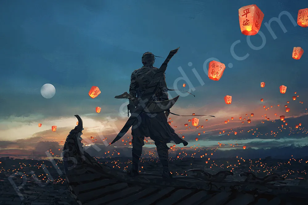 Original | "Sky Lanterns" (Warrior), Canvas