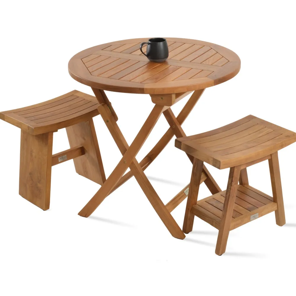 Pamela Teak Folding Round Dining Table