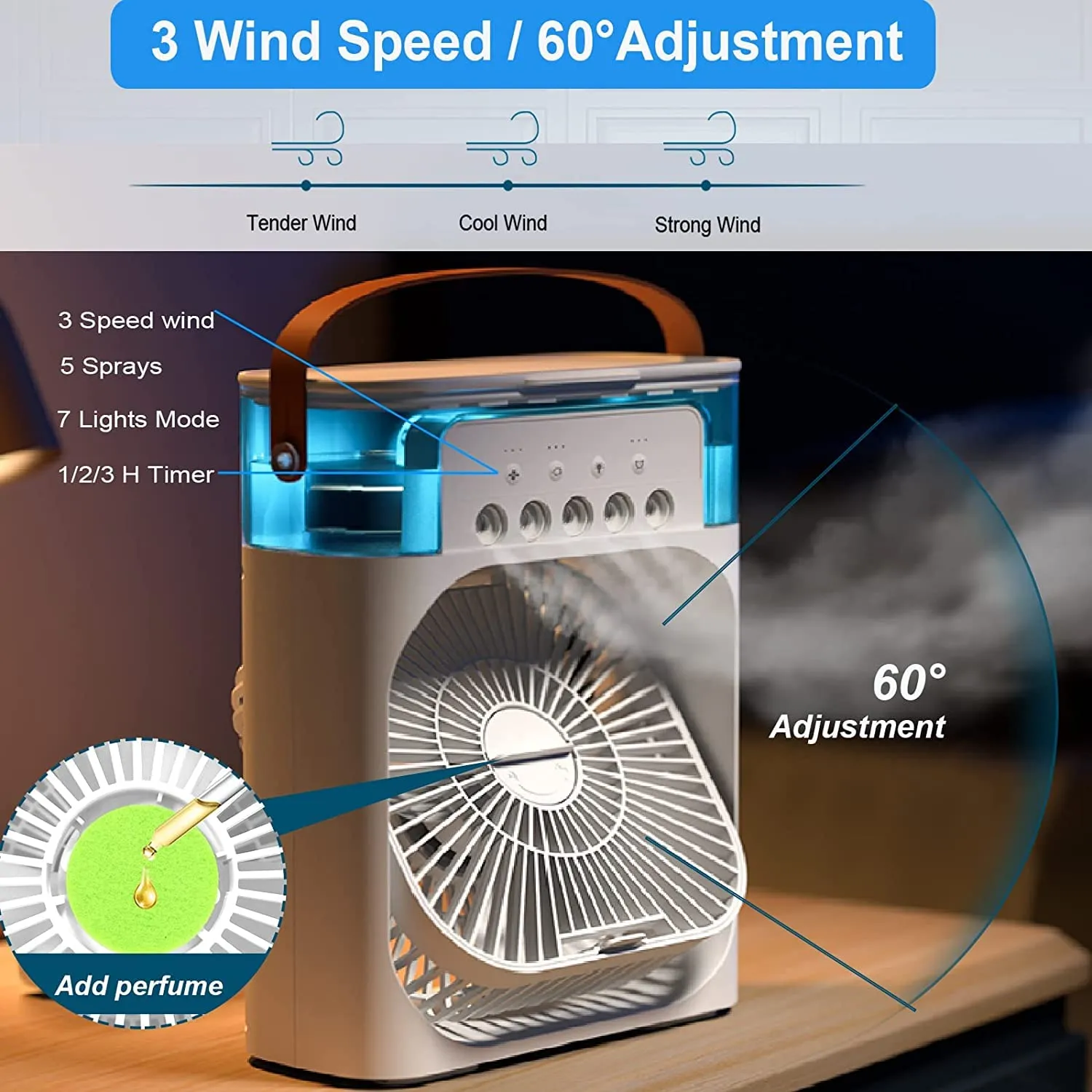 Personal Cooler Portable Air Conditioner Fan With 3 Speed Mode