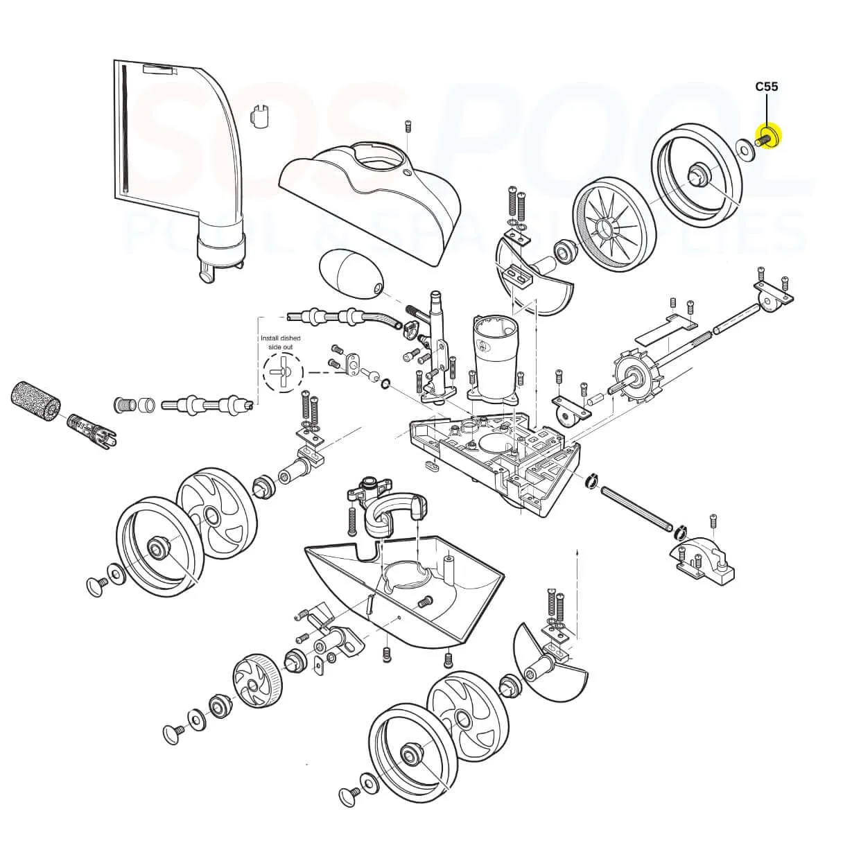 Polaris Wheel Screw for Vac-Sweep 180 and 280 Cleaners | C55