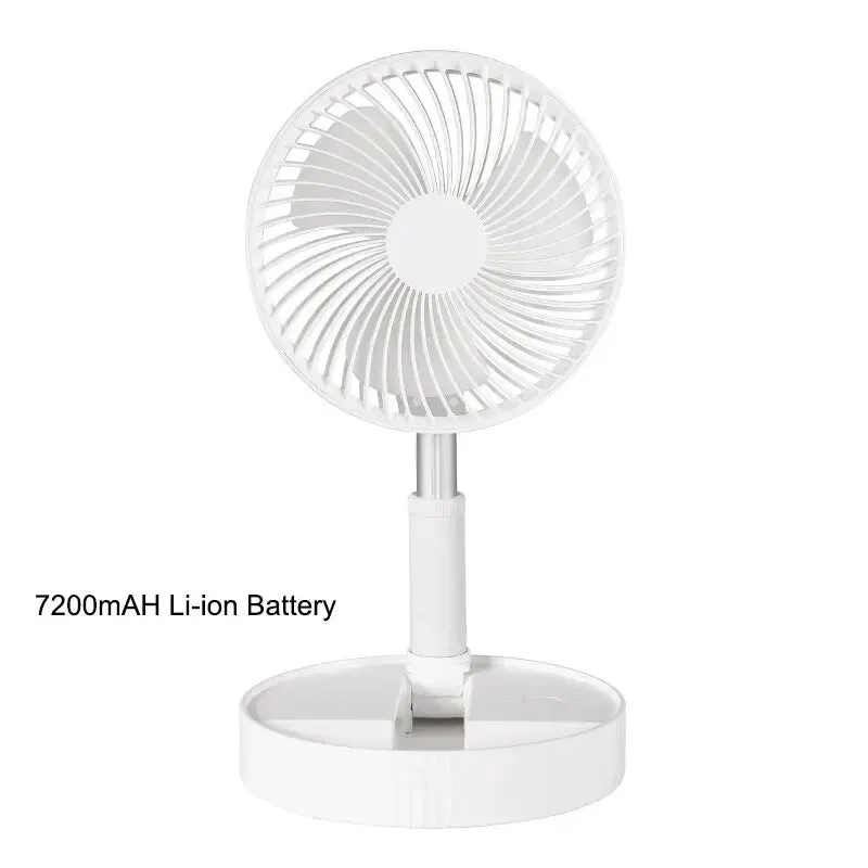 Portable Electric Fan Folding Telescopic Floor Standing USB Rechargeable Mini Brushless Fan for Home Office Air Conditioner