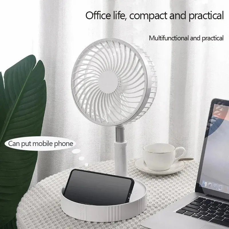 Portable Electric Fan Folding Telescopic Floor Standing USB Rechargeable Mini Brushless Fan for Home Office Air Conditioner