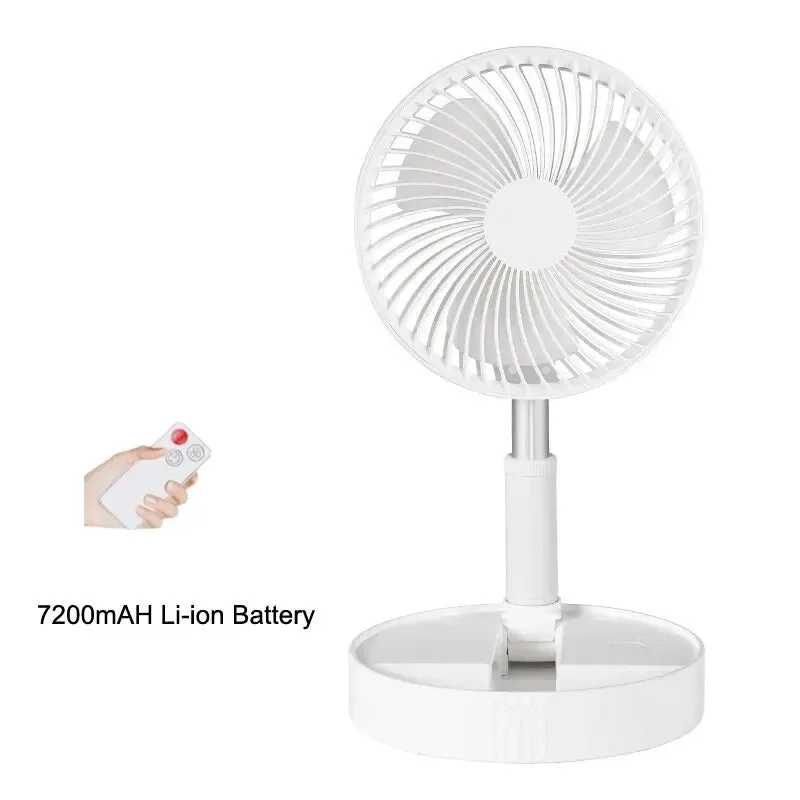 Portable Electric Fan Folding Telescopic Floor Standing USB Rechargeable Mini Brushless Fan for Home Office Air Conditioner