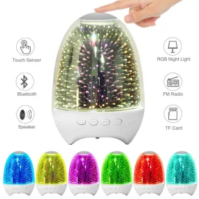 Portable Night Light BT Speaker 3D Glass Bedside Table Lamp Color LED Night Lamp Touch Control Bluetooth Speakers