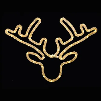 Premier LED Reindeer Head Hemp Rope 49cm