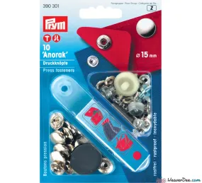 PRYM Press Studs (No-Sew) - Silver 15mm: Pack of 10