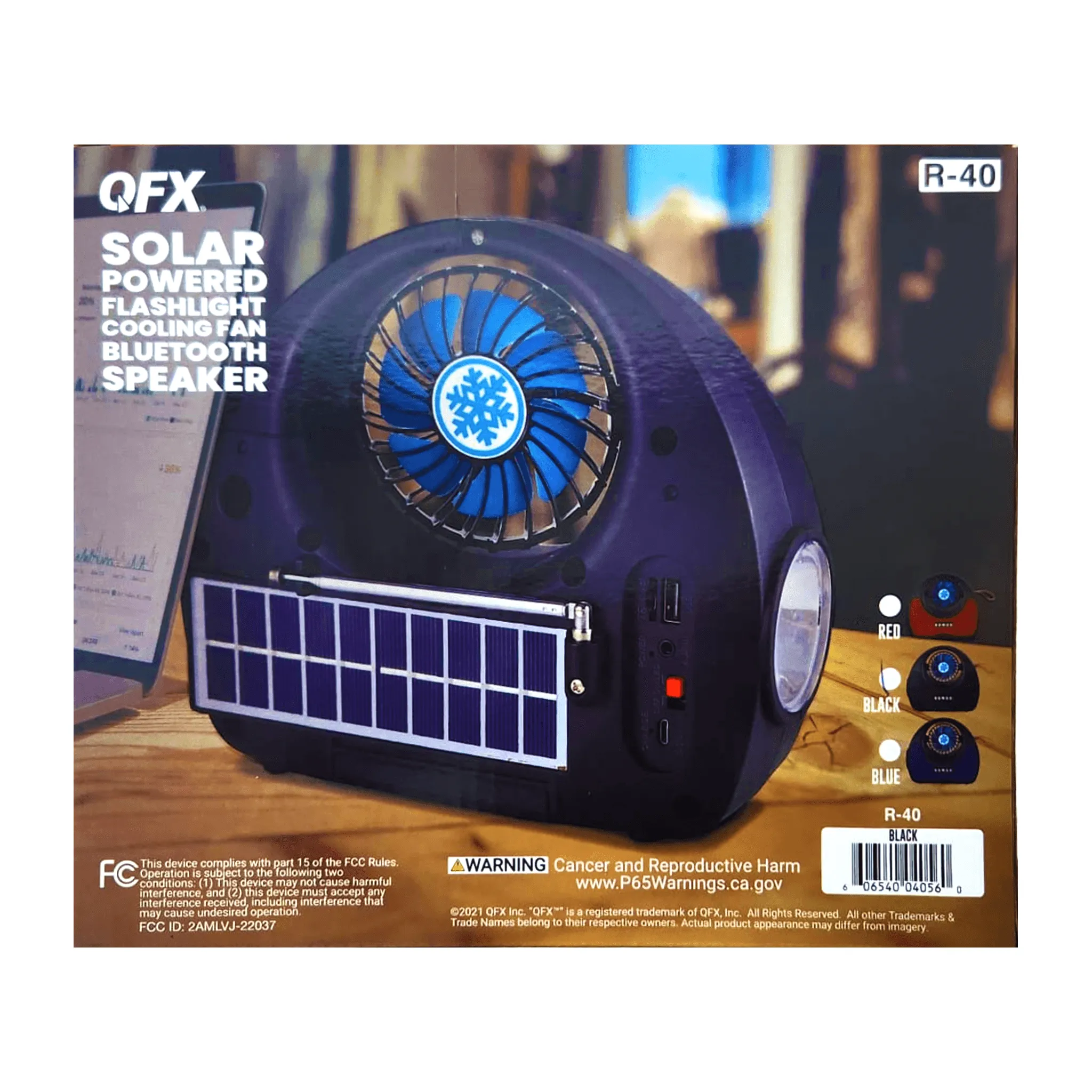 QFX Solar Powered Flashlight/Fan/Speaker/Radio All in 1 with Solar Pannel