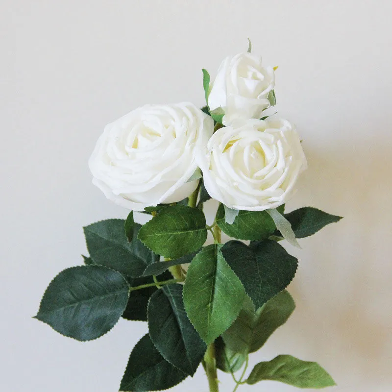 Quality Real Touch Roses Spray Flowers White