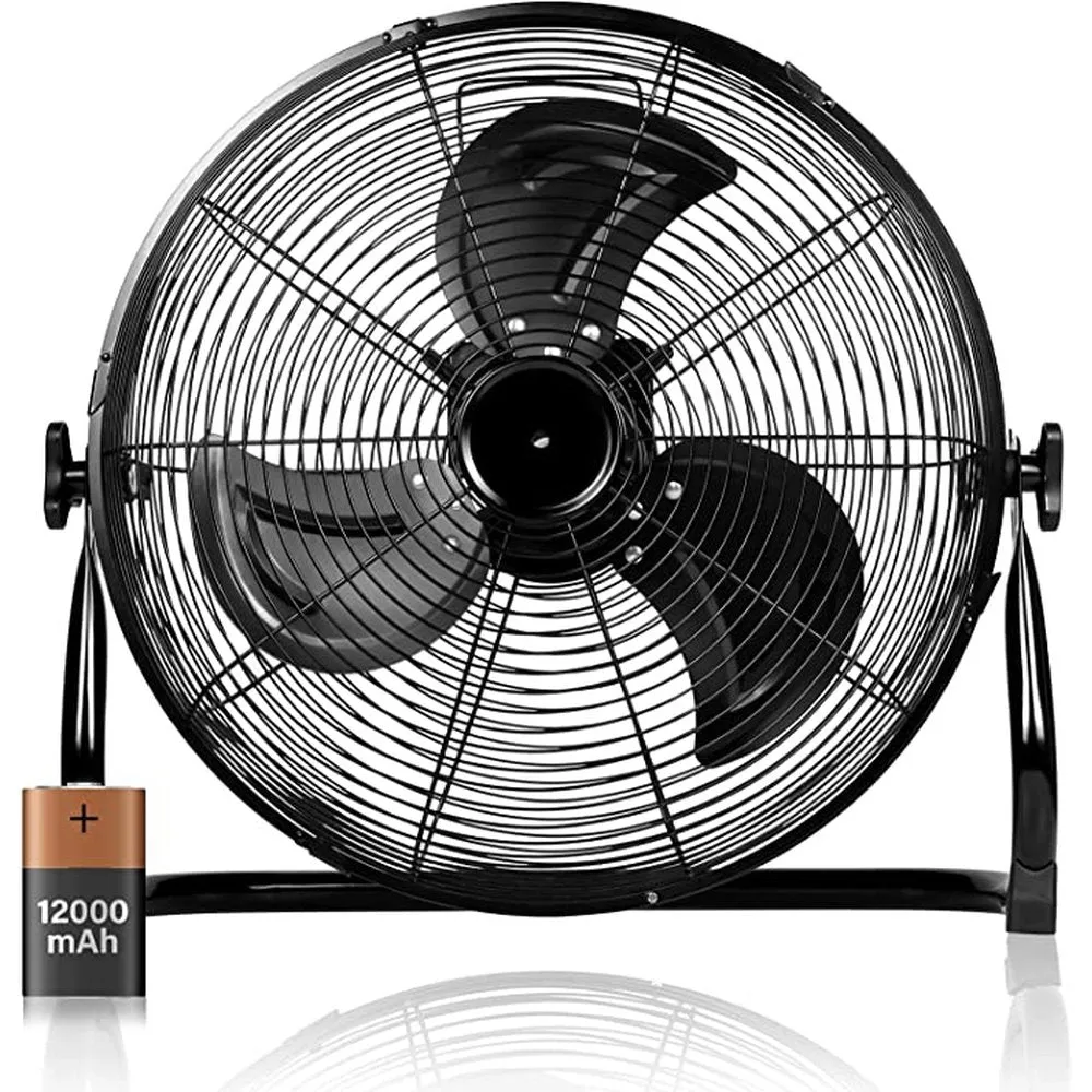 Rechargeable Cordless Floor Fan 12-Inch, High Velocity Floor Fan With 360-Degree Tilt,