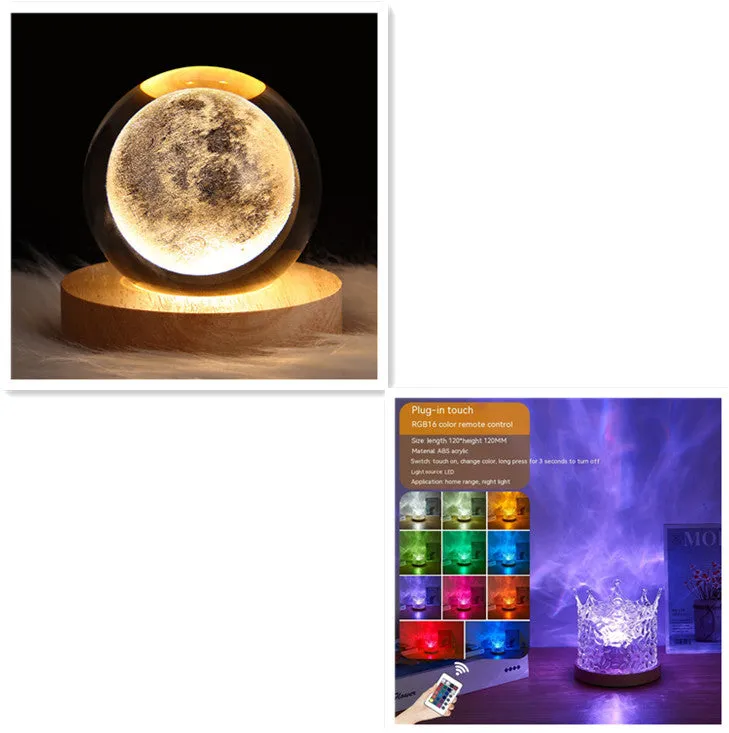 RGB Crystal Wave Projection Lamp – 16-Color Rotating Ambient Night Light