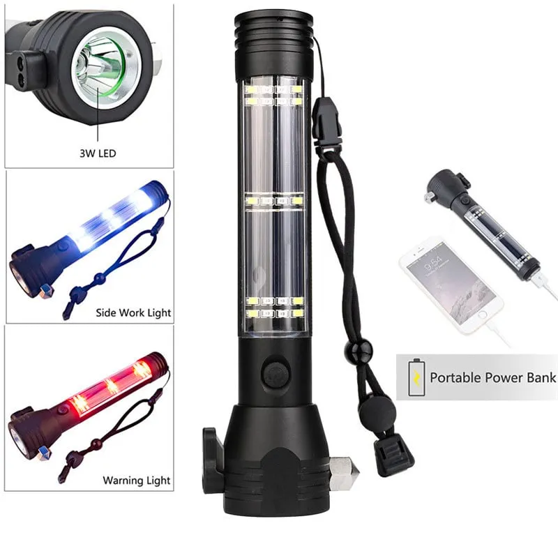 Roadside HERO ™ 9-IN-1 Multi-Function Flashlight / Survival Tool / Power Bank / Solar & USB