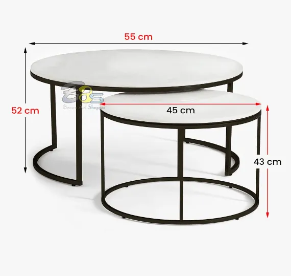 Round Side Coffee Table Sets,2 Piece MDF Top Couch Table,Stacking Nesting Table