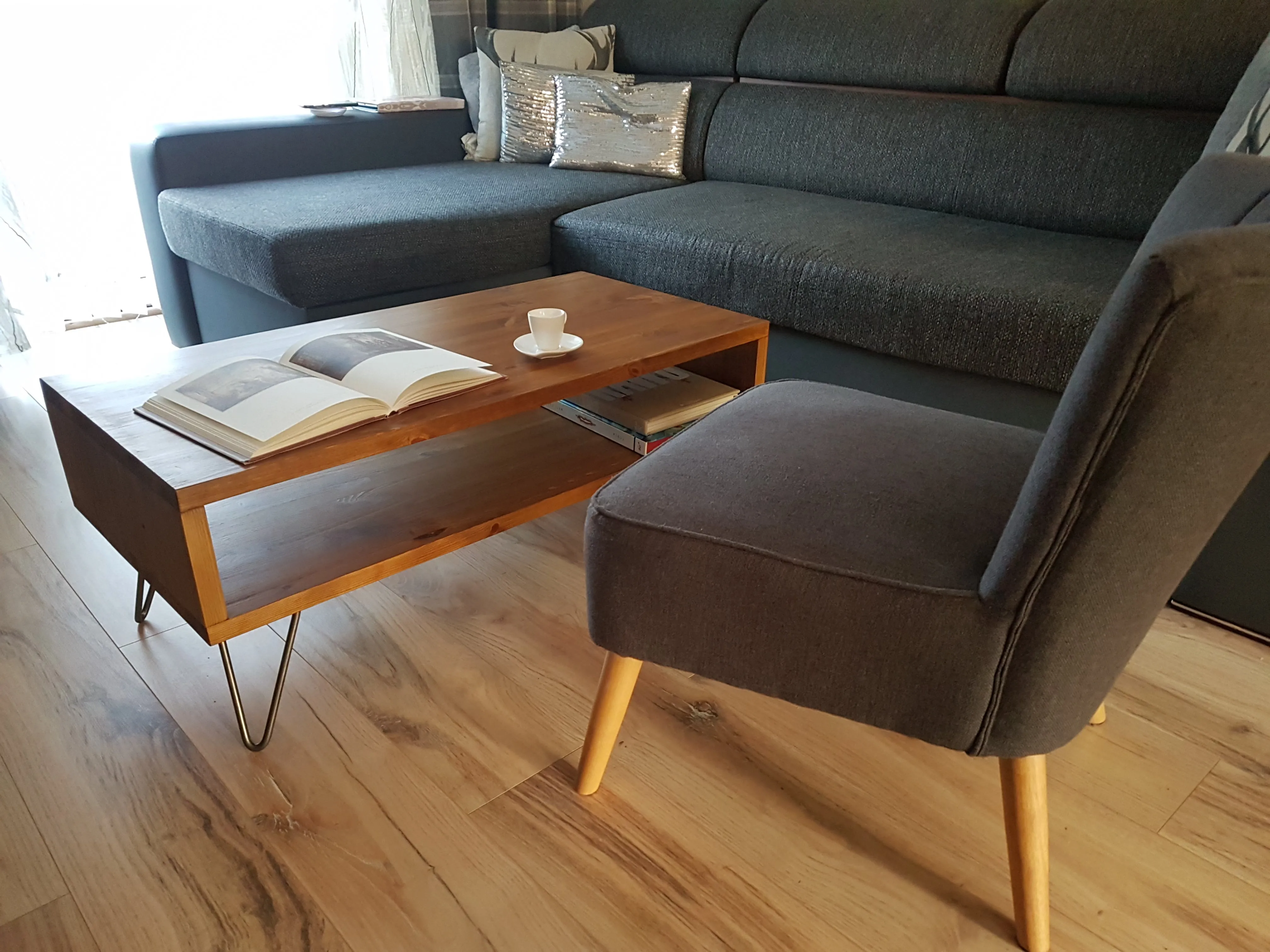 Rustic Industrial Coffee Table, Rectangle Low Table, Side Table, Made with Solid Wood - Available in many Colours!