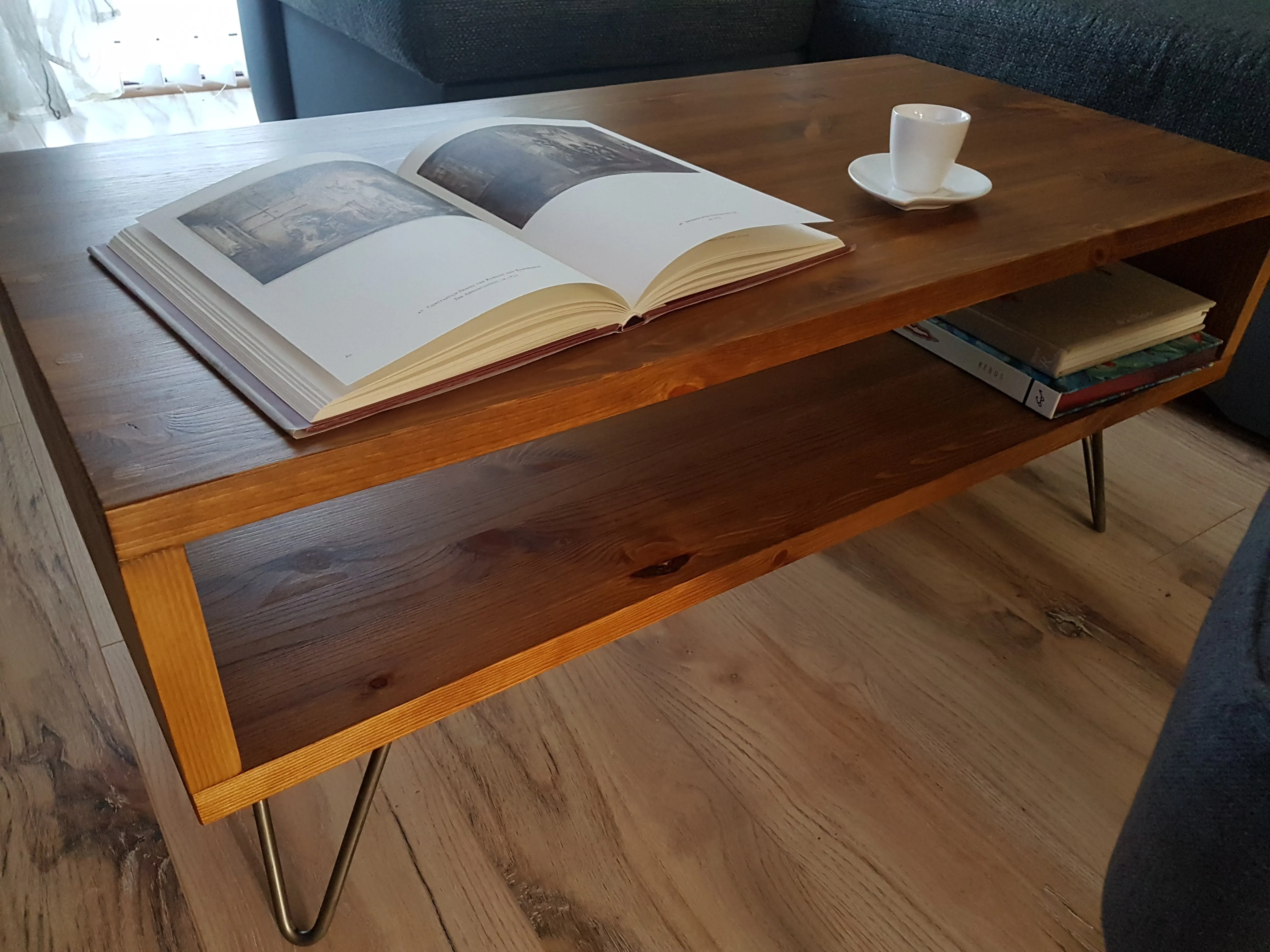 Rustic Industrial Coffee Table, Rectangle Low Table, Side Table, Made with Solid Wood - Available in many Colours!