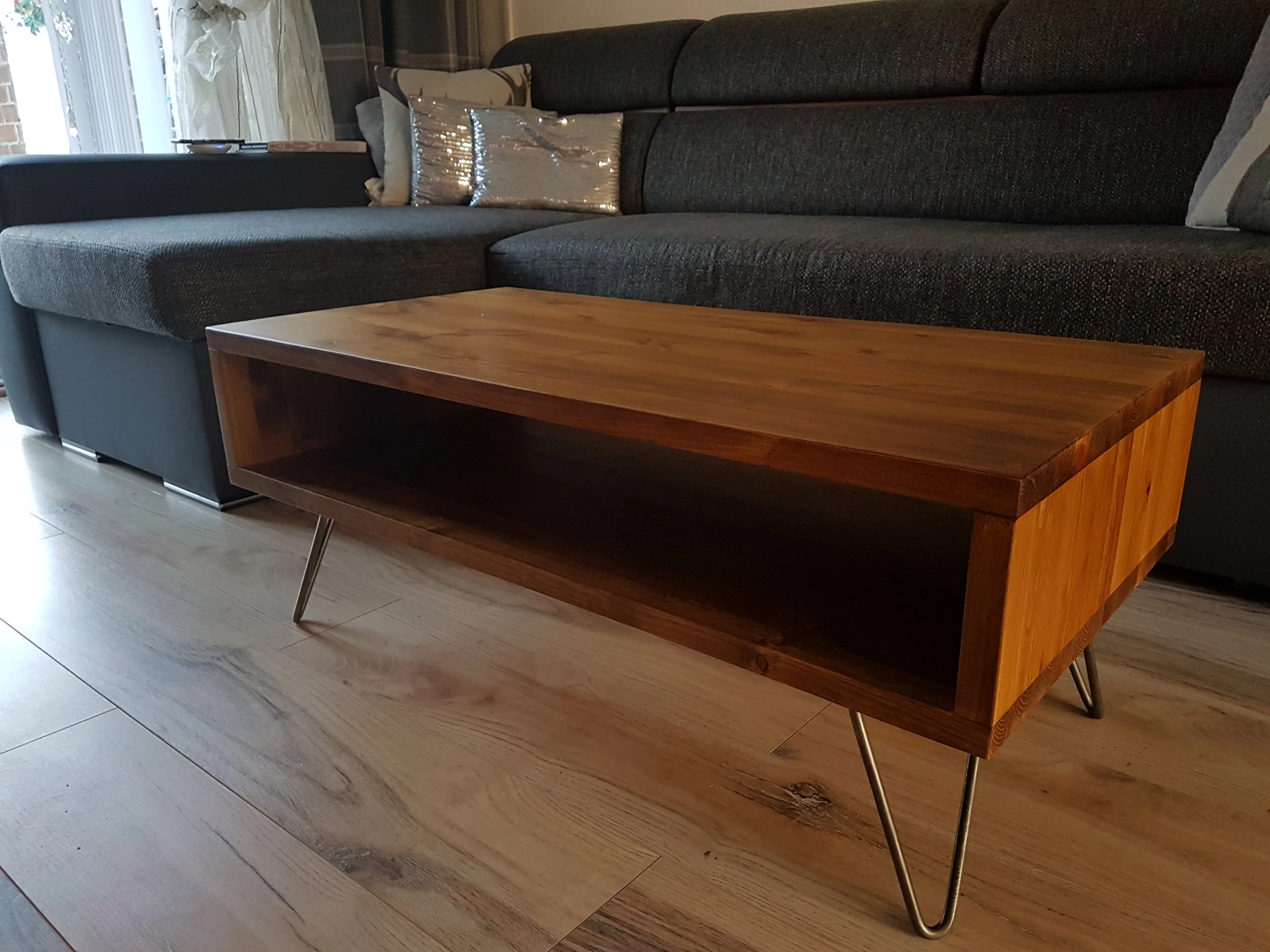 Rustic Industrial Coffee Table, Rectangle Low Table, Side Table, Made with Solid Wood - Available in many Colours!