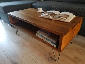 Rustic Industrial Coffee Table, Rectangle Low Table, Side Table, Made with Solid Wood - Available in many Colours!