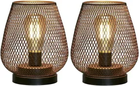 Set of 2 Metal Cage LED Lantern Battery Powered Cordless Accent Light with LED Great for Weddings Parties Patio Events for Indoors Outdoors