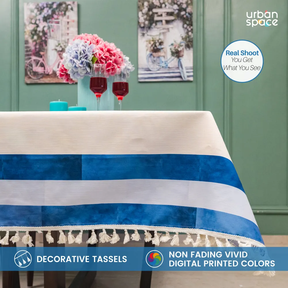 Sicilia Anti Skid & Water resistant Linen textured Premium table cover for dining table - Horizontal Stripes