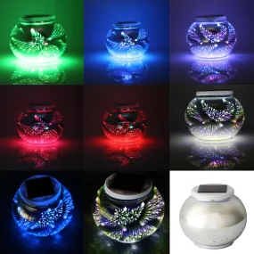 Solar Power 3D Colorful LED Firework Glass Lawn Light Ball-shaped Garden Lamp