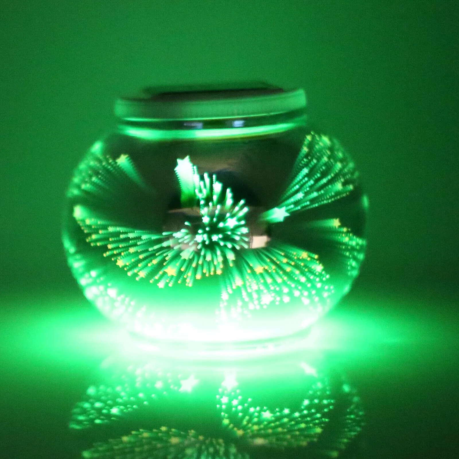 Solar Power 3D Colorful LED Firework Glass Lawn Light Ball-shaped Garden Lamp