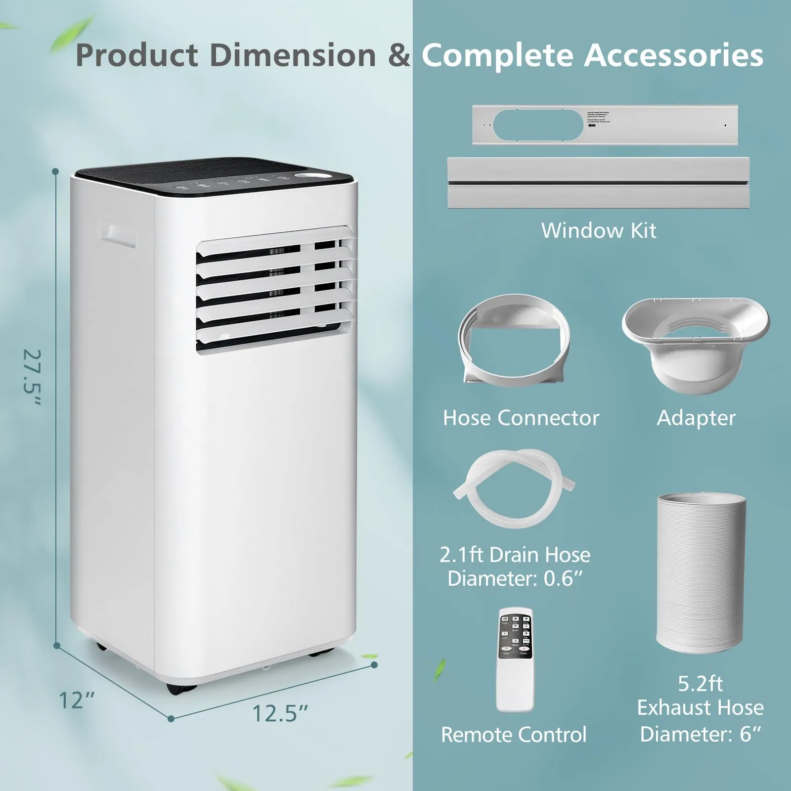 Tangkula 8000 BTU Portable Air Conditioner, with Fan & Dehumidifier Mode