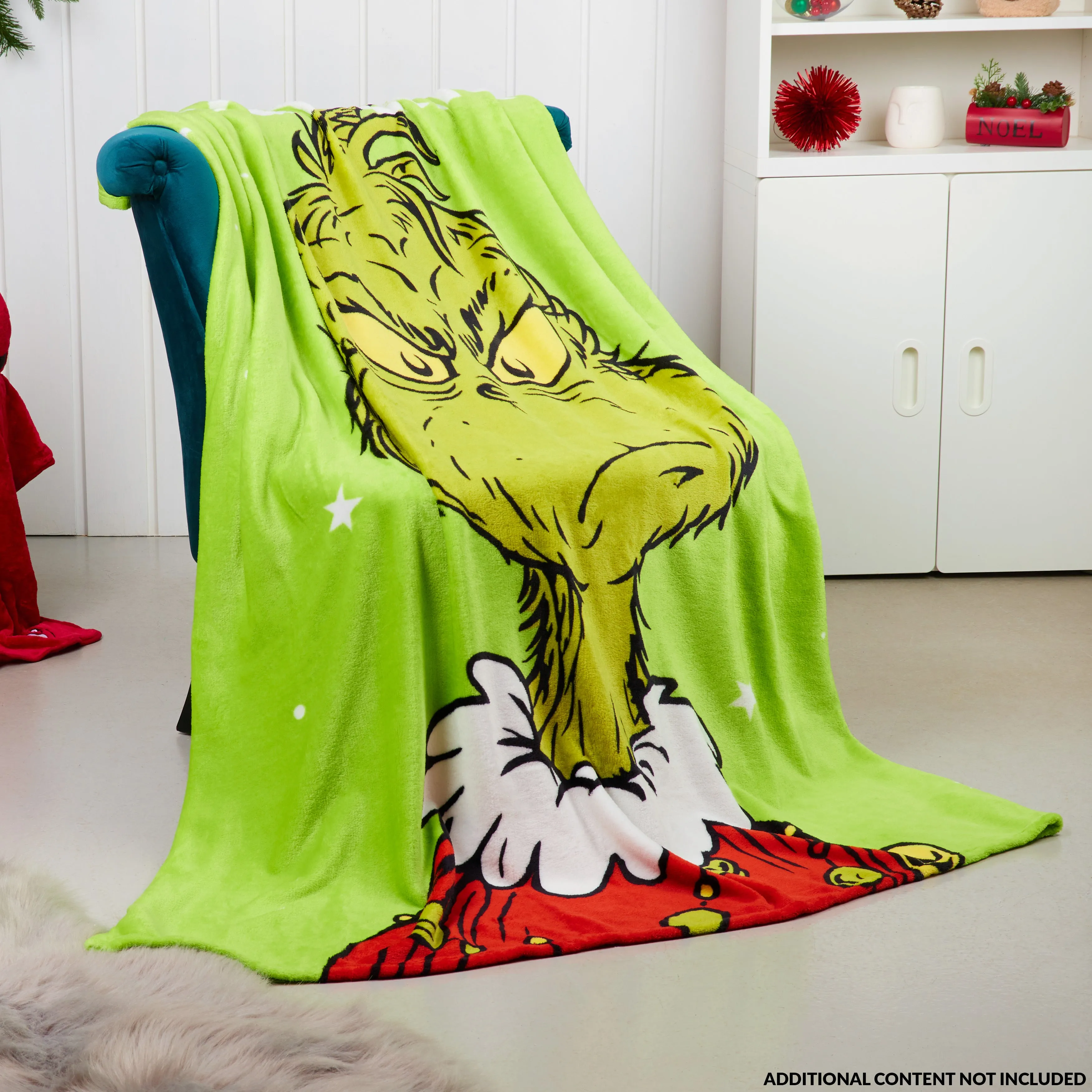 The Grinch Fleece Bed Blanket, Soft Bed Throw 150 x 130cm - Festive Gifts