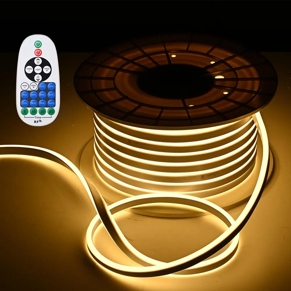 TheLAShop 100ft Waterproof Flexible LED Neon Light RF Remote Warm White