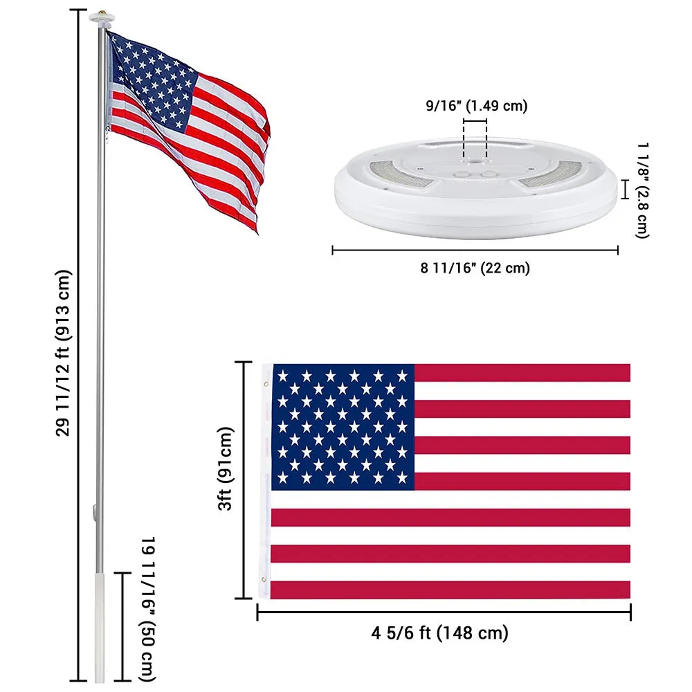 TheLAShop 30ft Sectional Flagpole Kit with Light Solar Powered