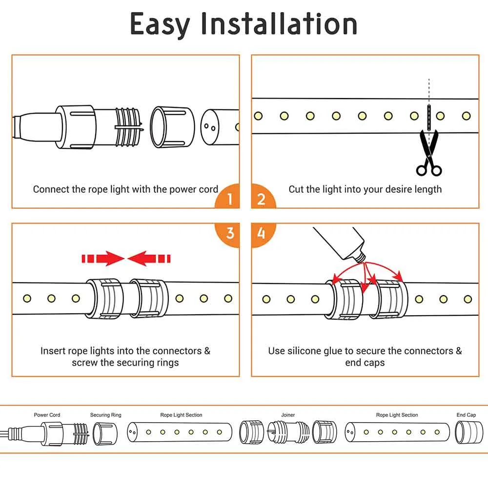 TheLAShop LED Rope Light Flexible Tube 50ft