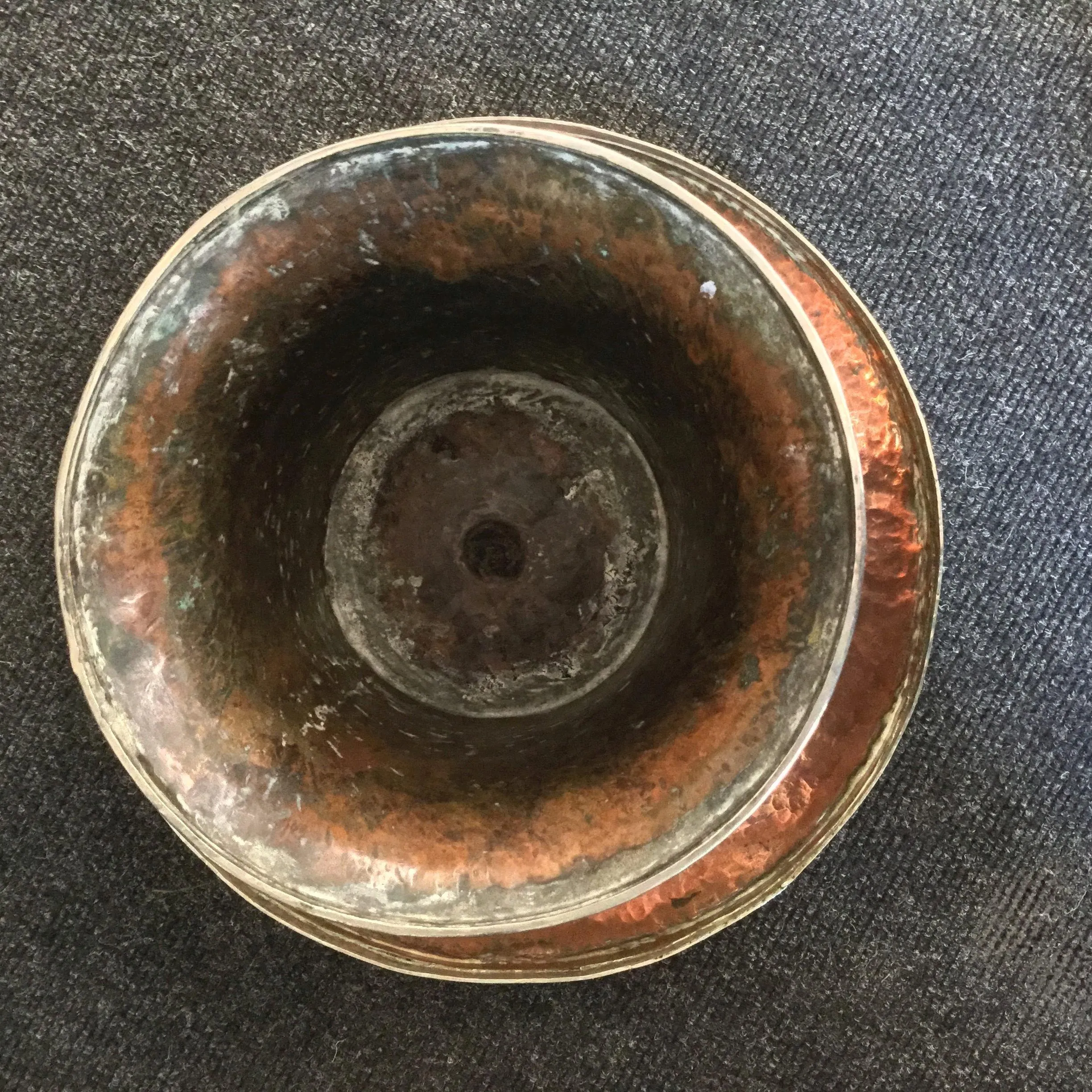 Tibetan Brass and Copper Tazza - Silver Plated Rim