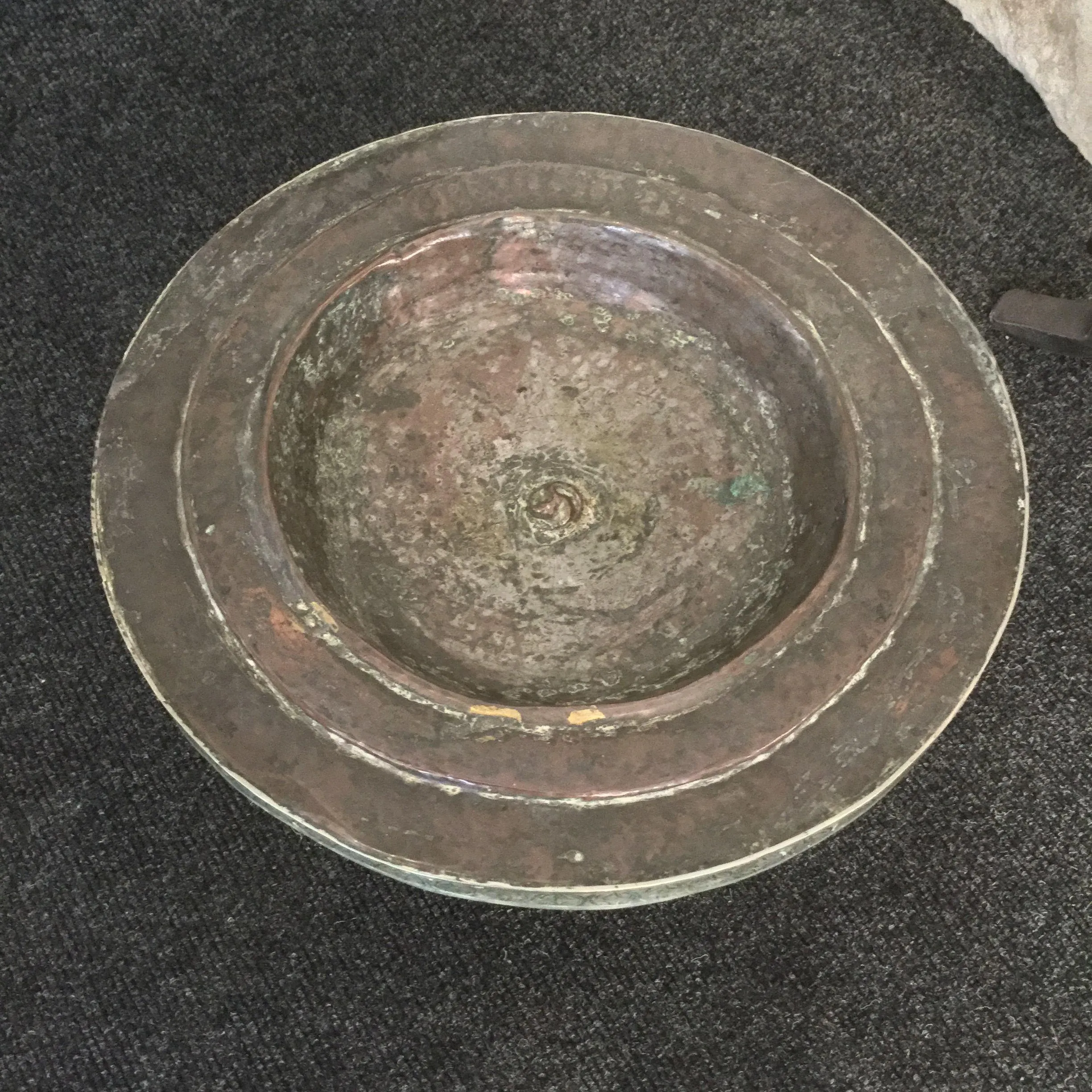 Tibetan Brass and Copper Tazza - Silver Plated Rim