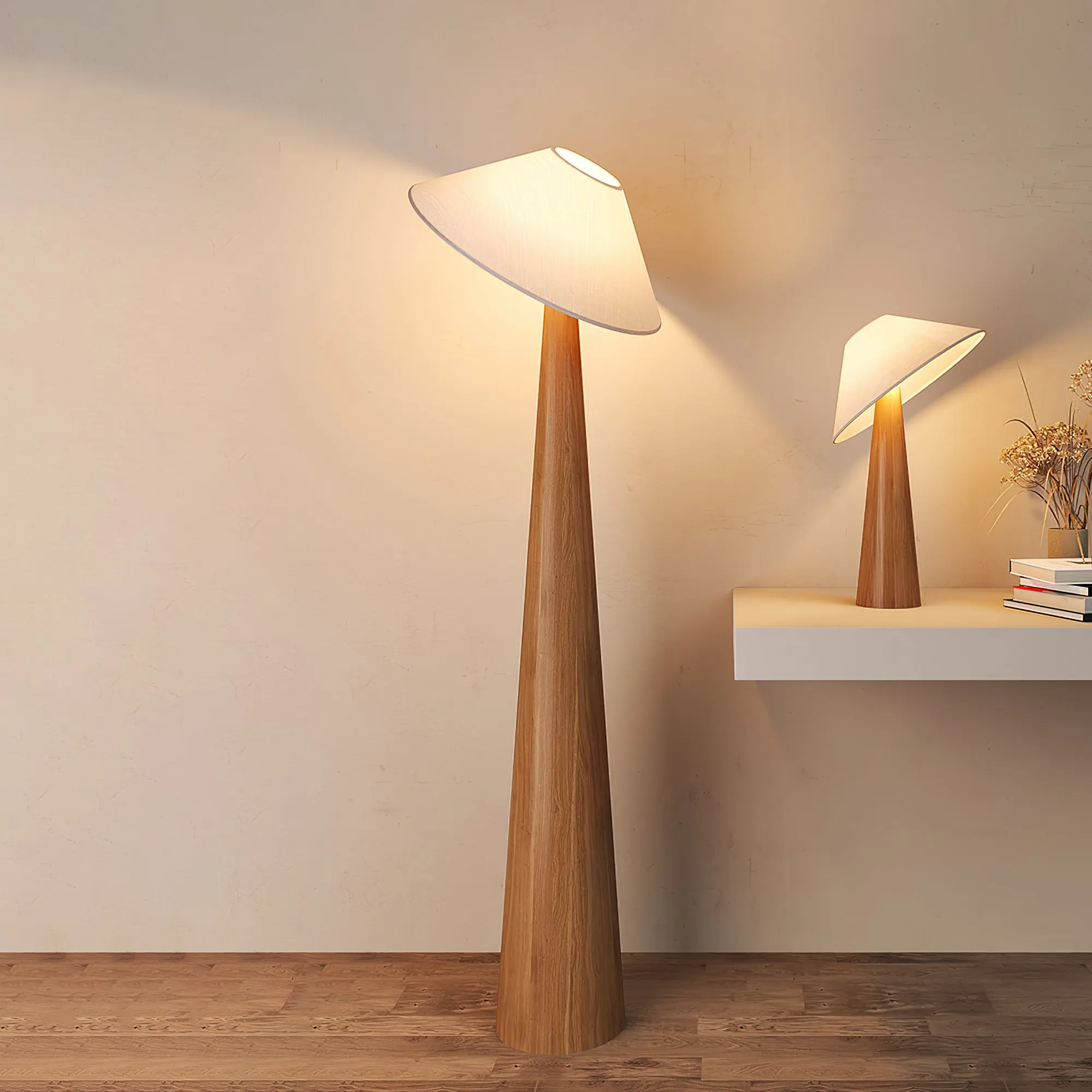 Tilt Hat Wooden Floor Lamp