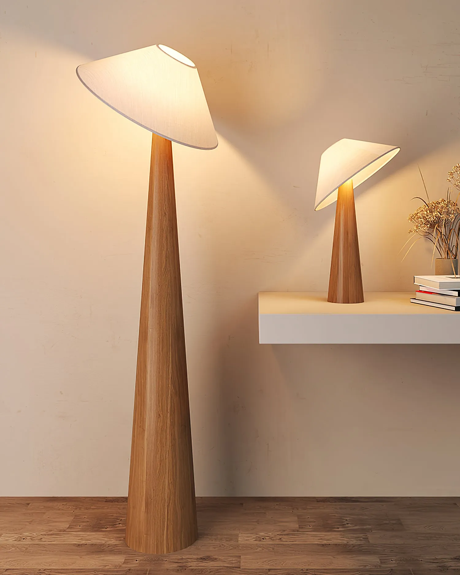 Tilt Hat Wooden Floor Lamp