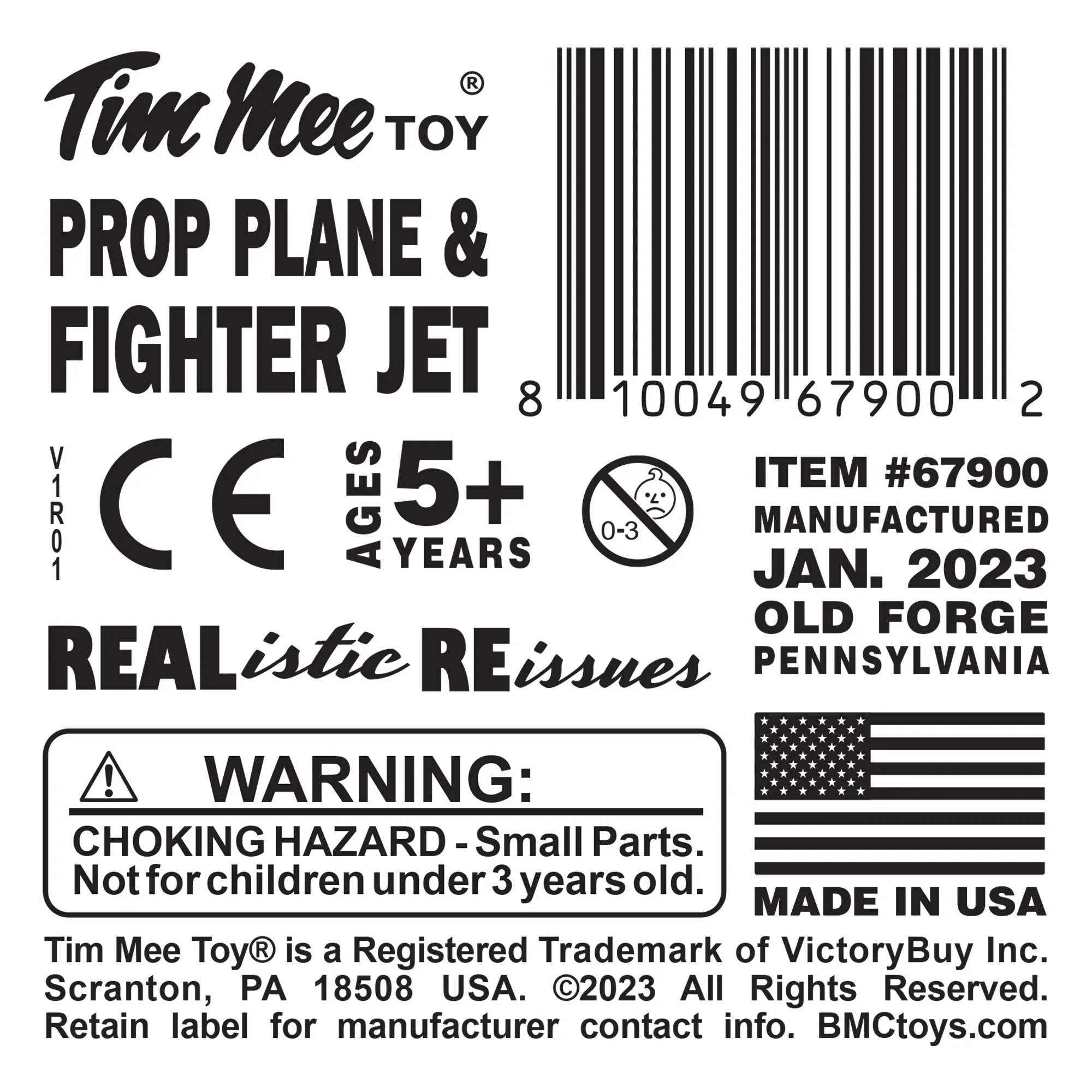 TimMee Prop Plane and Fighter Jet - 2pc OD Green Plastic Army Men Air Support