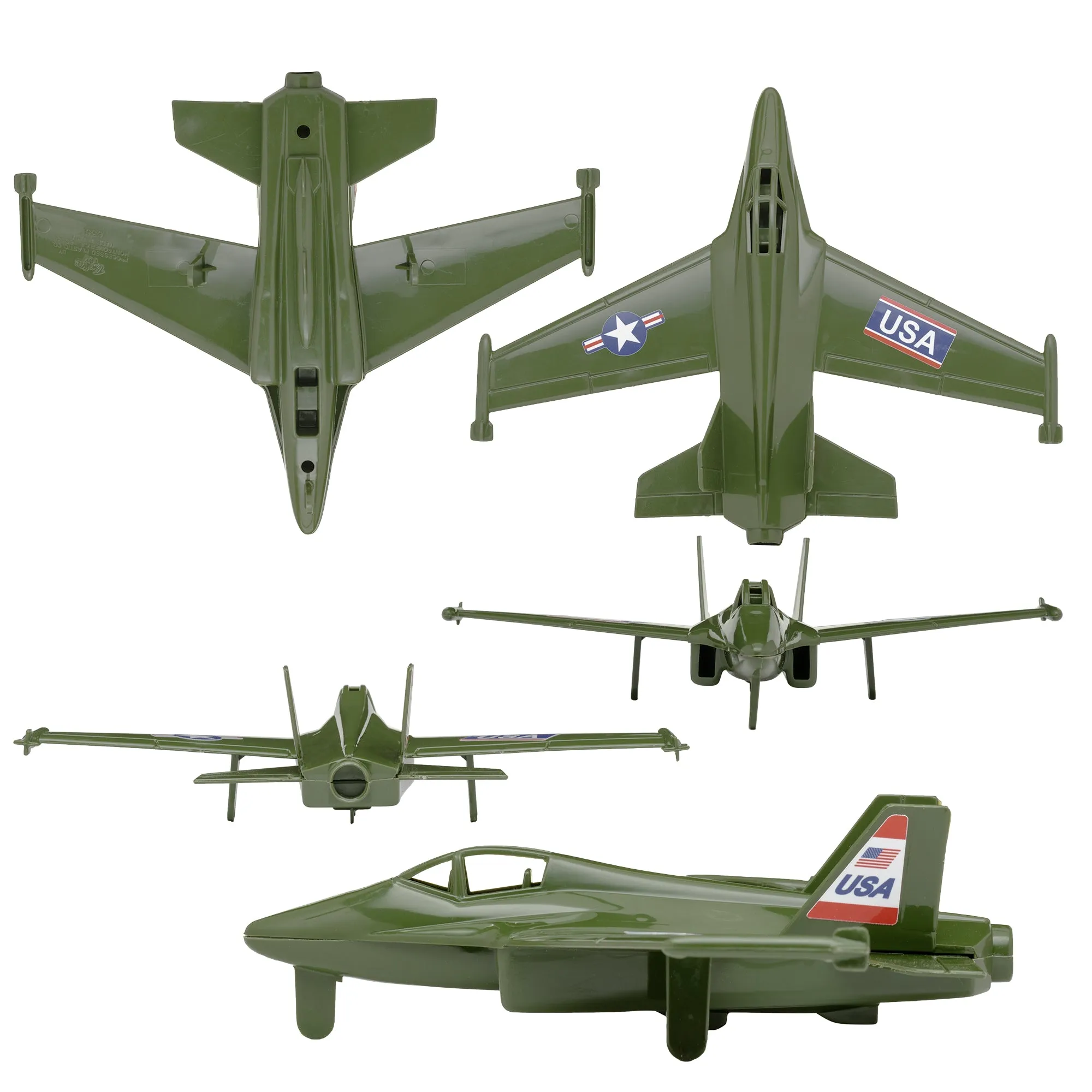 TimMee Prop Plane and Fighter Jet - 2pc OD Green Plastic Army Men Air Support