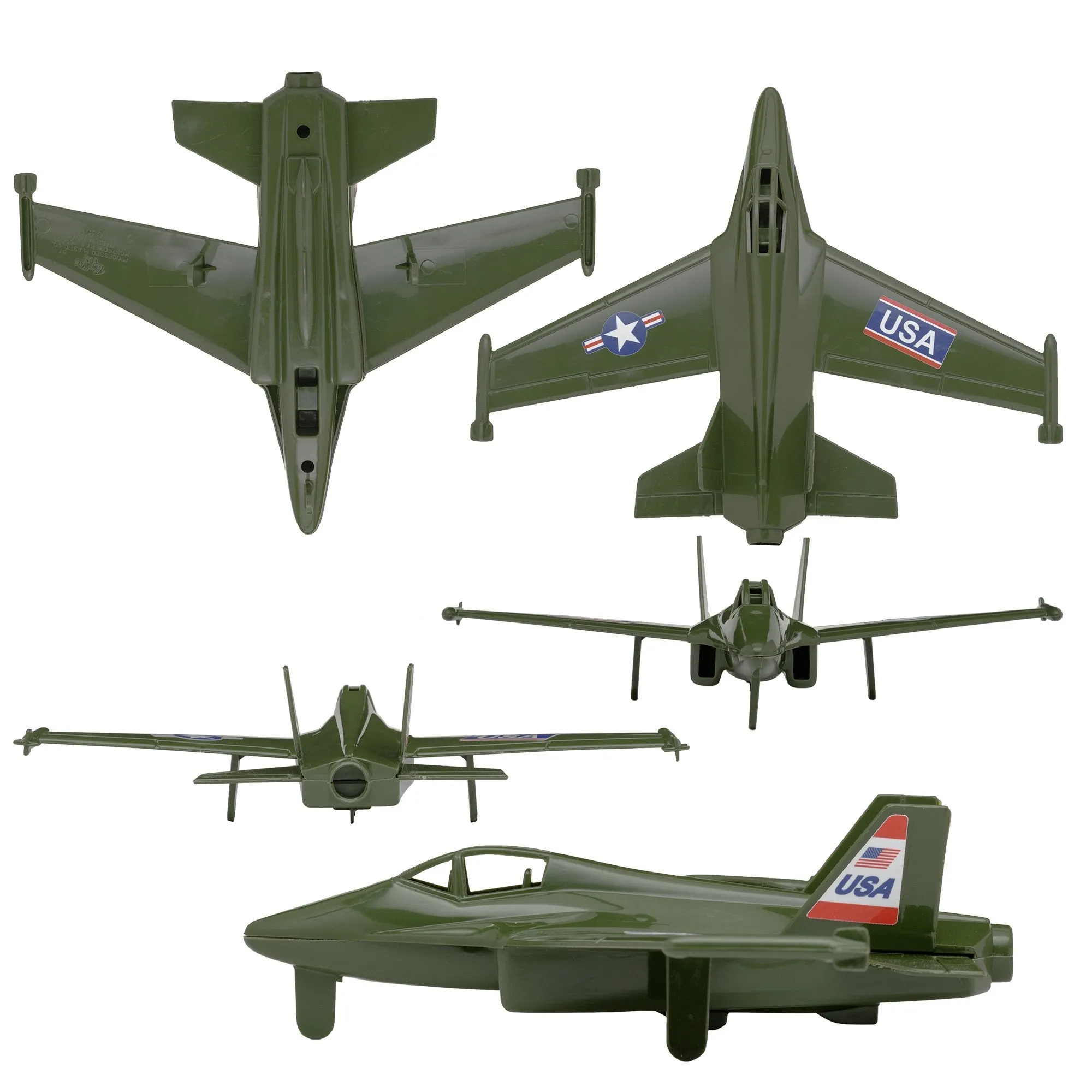 TimMee Prop Plane and Fighter Jet - 2pc Olive Green Plastic Army Men Air Support