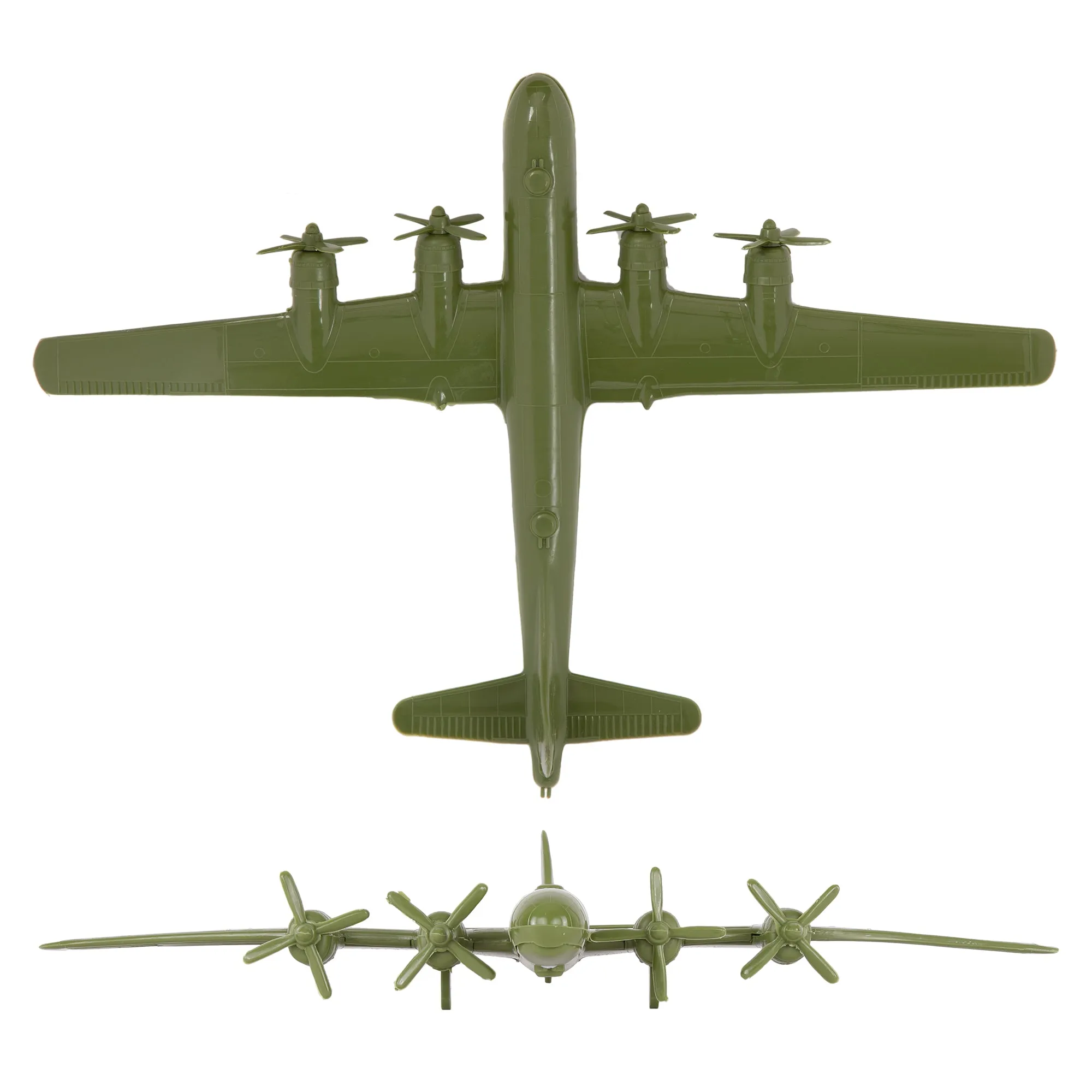 TimMee WW2 B-29 Superfortress Bomber Plane - OD Green Plastic Army Men Aircraft