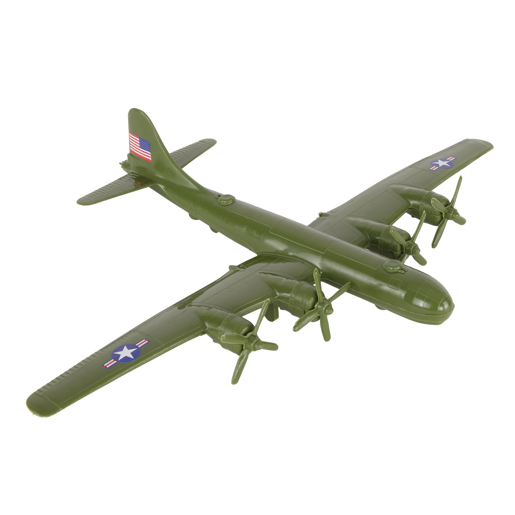 TimMee WW2 B-29 Superfortress Bomber Plane - OD Green Plastic Army Men Aircraft