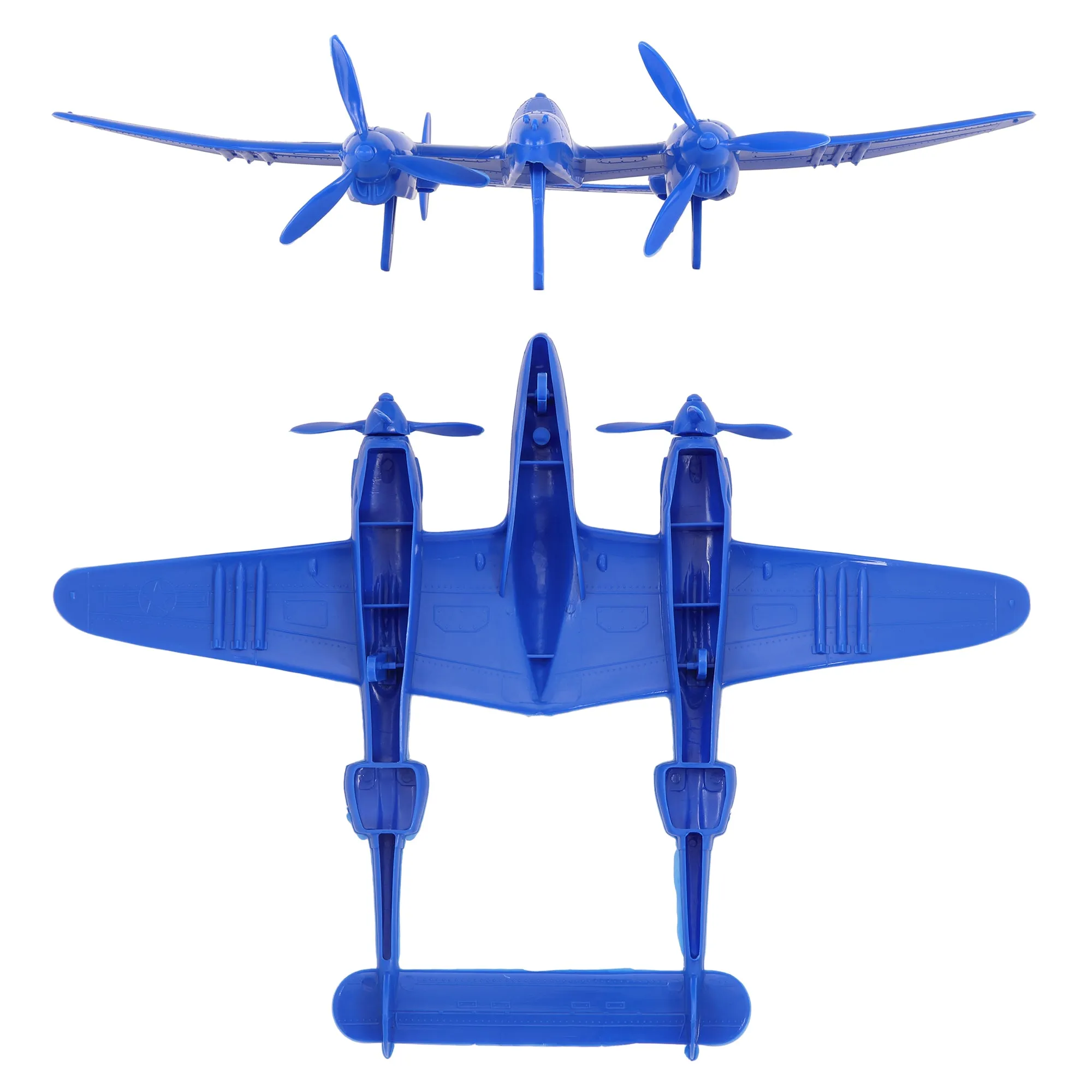 TimMee WW2 P-38 Lightning Fighter Plane - 2pc Blue Plastic Army Men Aircraft