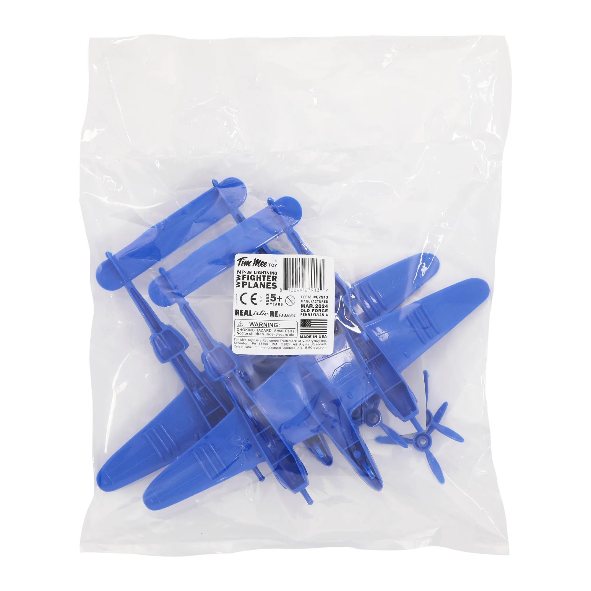 TimMee WW2 P-38 Lightning Fighter Plane - 2pc Blue Plastic Army Men Aircraft