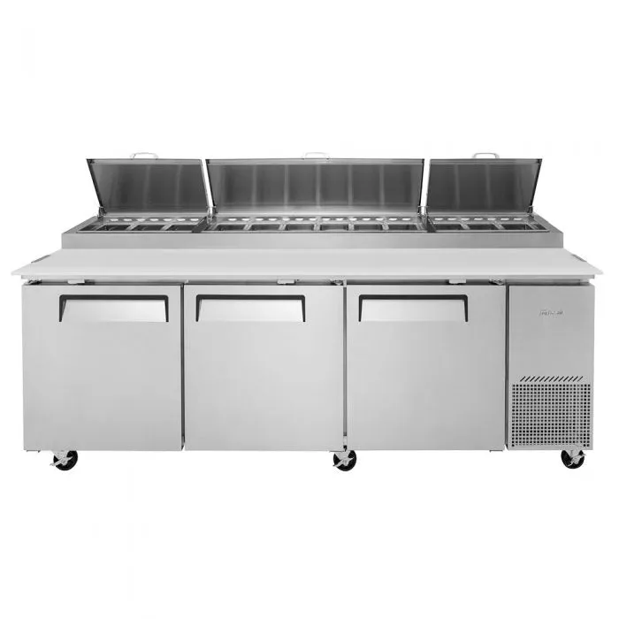 Turbo Air - TPR-93SD-N, Commercial Super Deluxe pizza prep table, Three-section