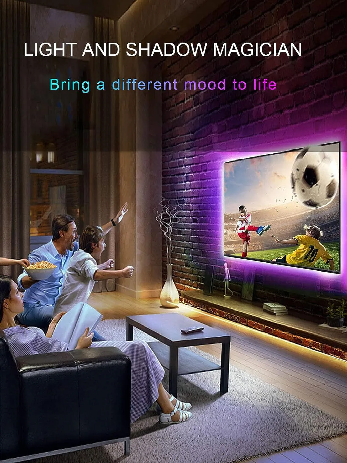 TV Backlights, 13.1FT LED Lights for 32-65 Inch TV, RGB TV LED Lights Behind, Music Sync Bluetooth APP and Remote Control TV LED Strip Lights USB Powered for Gaming/Bedroom