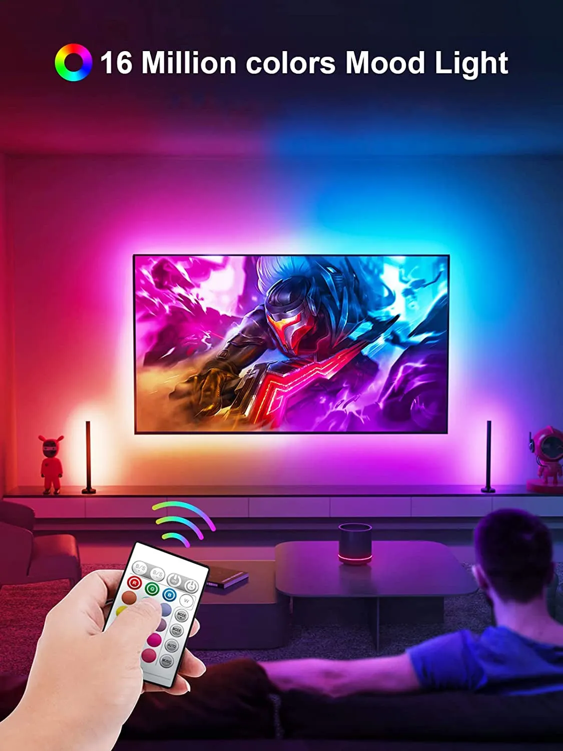 TV Backlights, 13.1FT LED Lights for 32-65 Inch TV, RGB TV LED Lights Behind, Music Sync Bluetooth APP and Remote Control TV LED Strip Lights USB Powered for Gaming/Bedroom