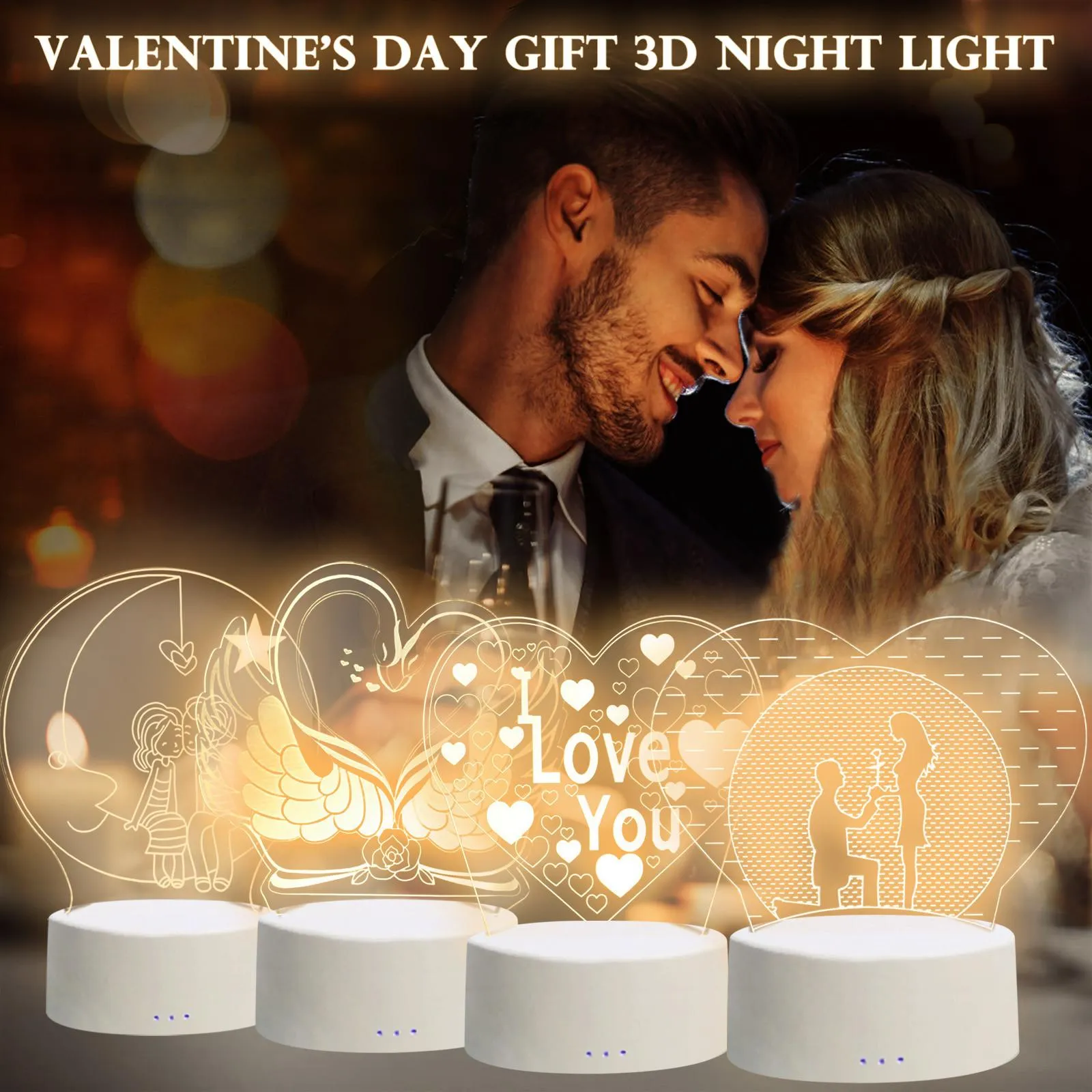 Valentine's Day Love Gifts USB Acrylic 3D Night Light LED Table Lamp Decoration