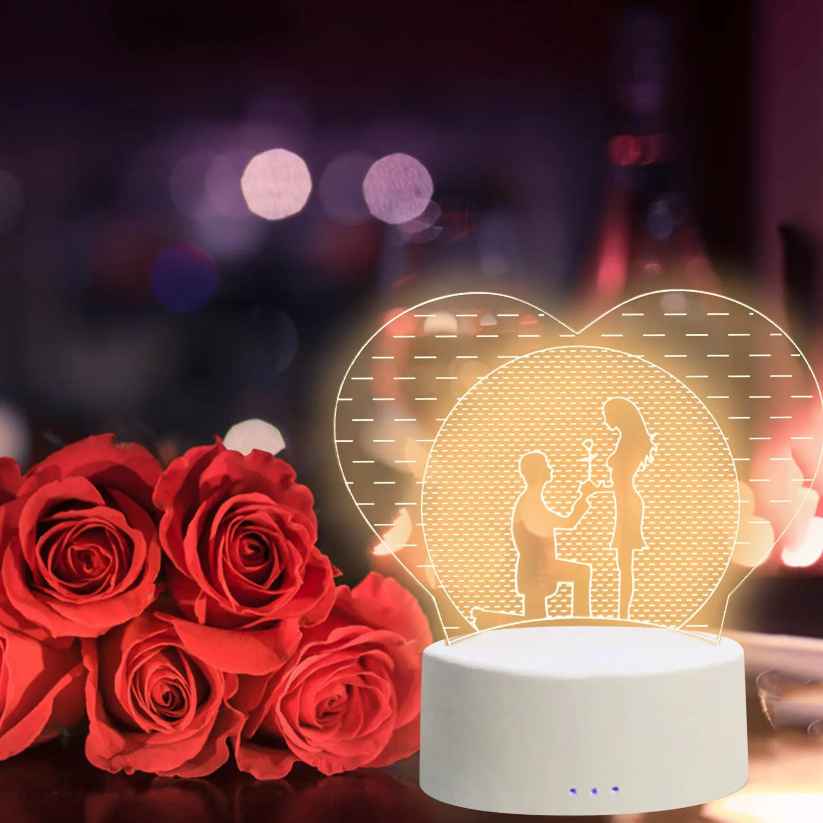 Valentine's Day Love Gifts USB Acrylic 3D Night Light LED Table Lamp Decoration